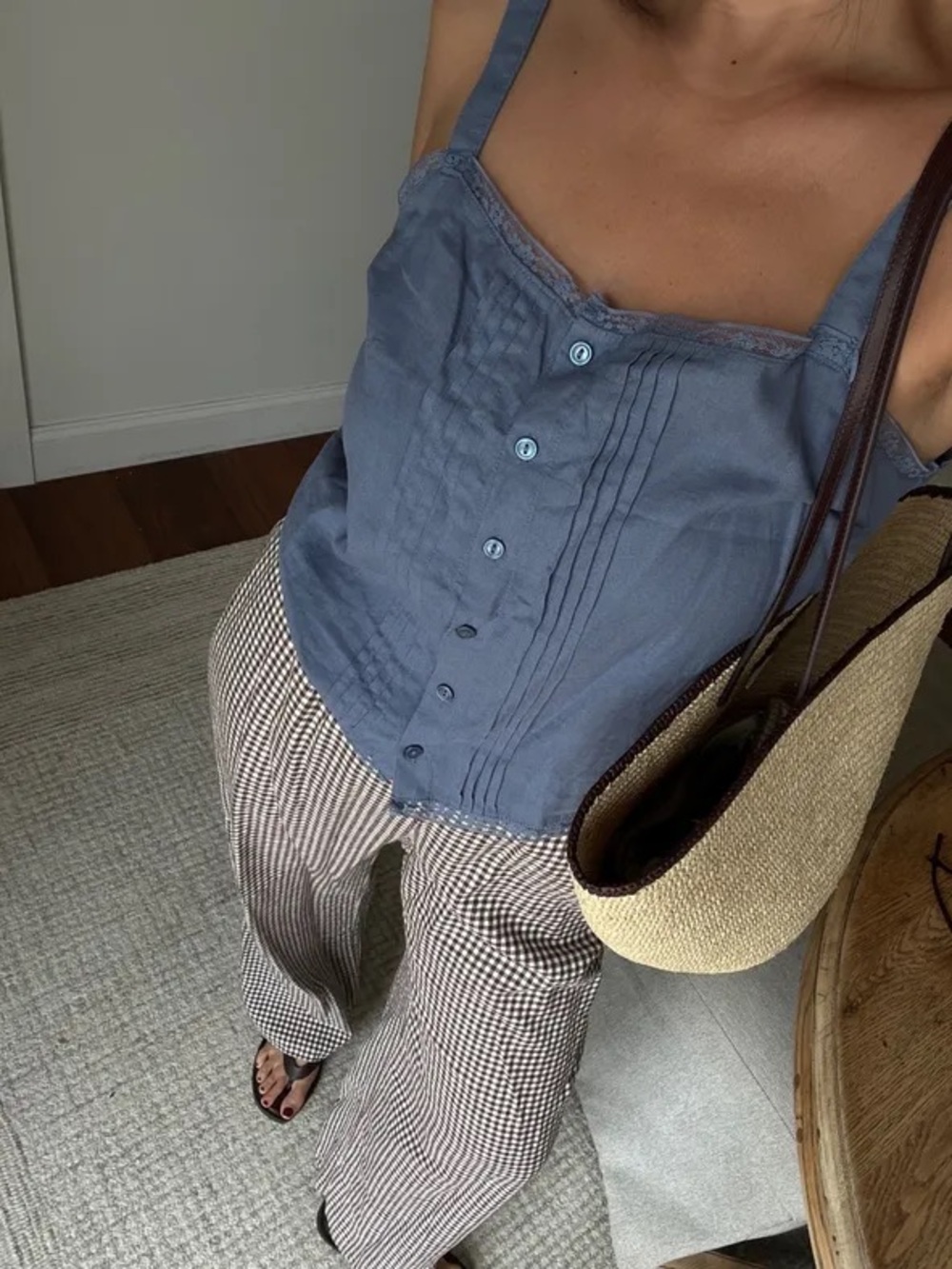 Gap Linen-Blend Pintuck Top & Pants Set in Bainbridge Blue